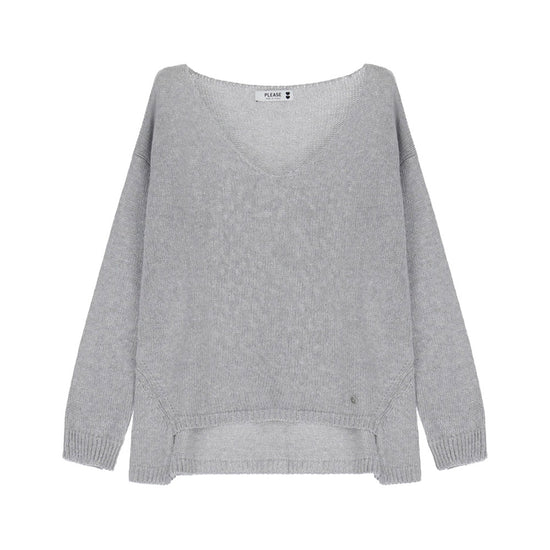 Please Damen Strickpullover mit V-Ausschnitt