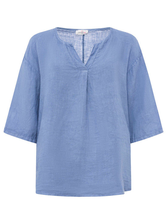Zwillingsherz Damen Leinen Bluse "V-Schnitt"