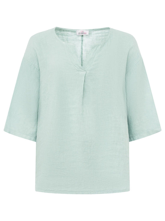 Zwillingsherz Damen Leinen Bluse "V-Schnitt"