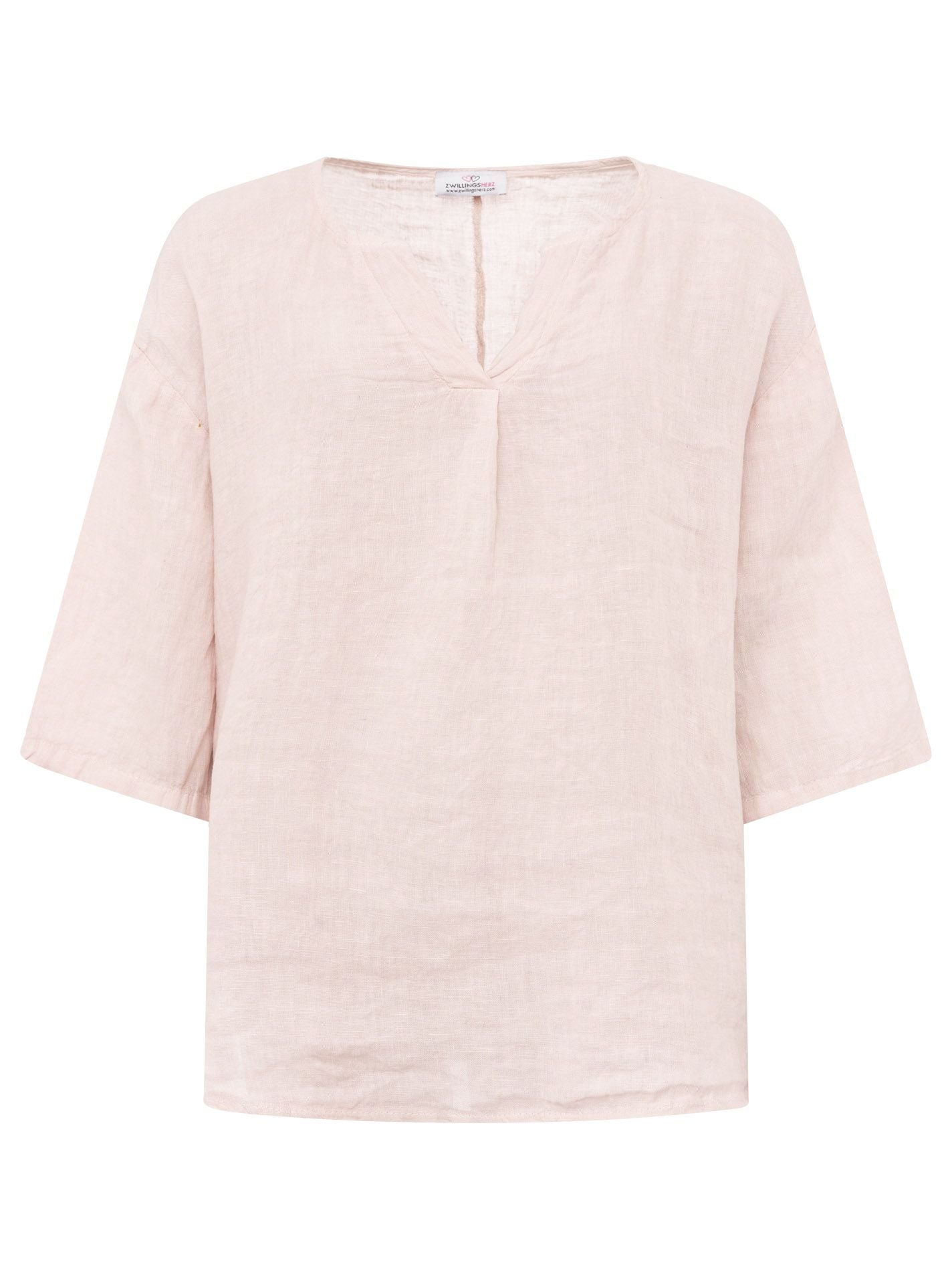 Zwillingsherz Damen Leinen Bluse "V-Schnitt"