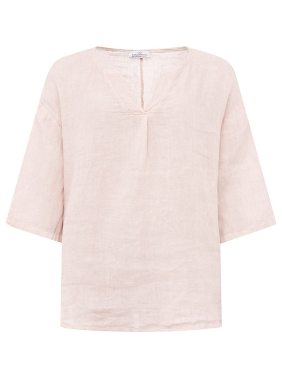 Zwillingsherz Damen Leinen Bluse "V-Schnitt"