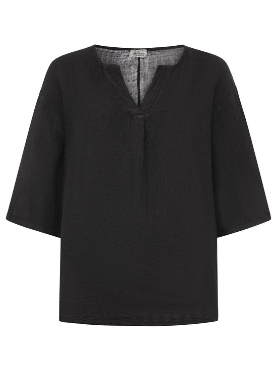 Zwillingsherz Damen Leinen Bluse "V-Schnitt"