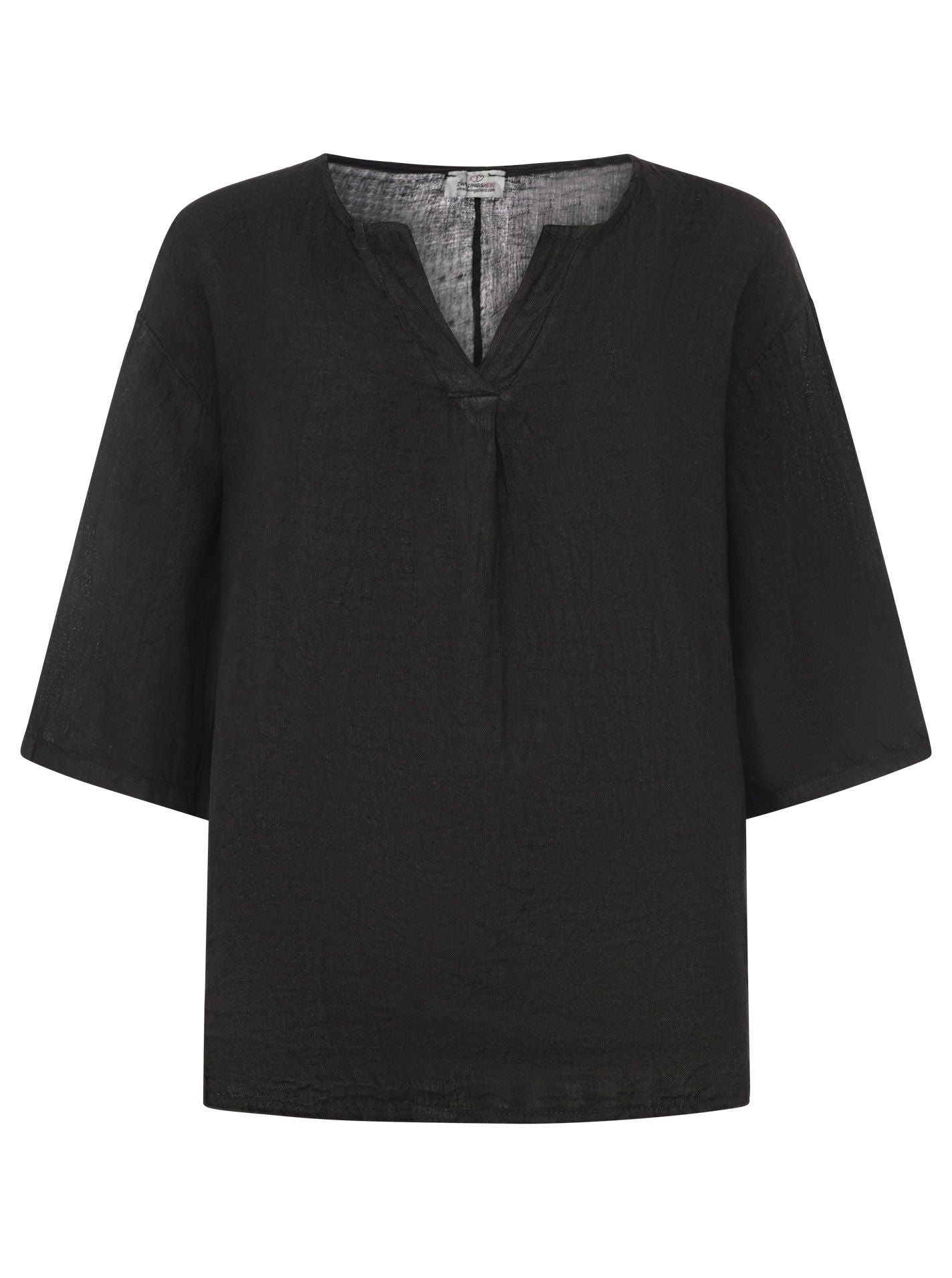 Zwillingsherz Damen Leinen Bluse "V-Schnitt"