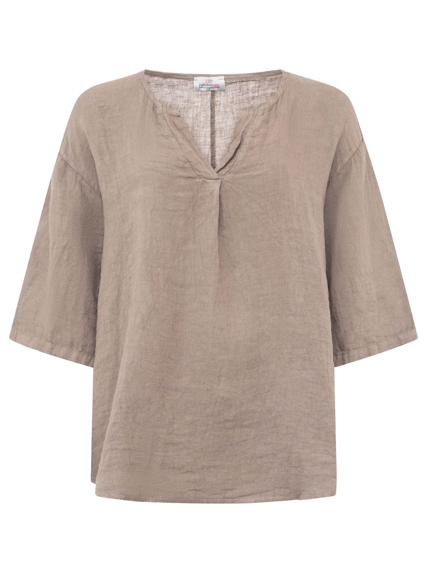 Zwillingsherz Damen Leinen Bluse "V-Schnitt"