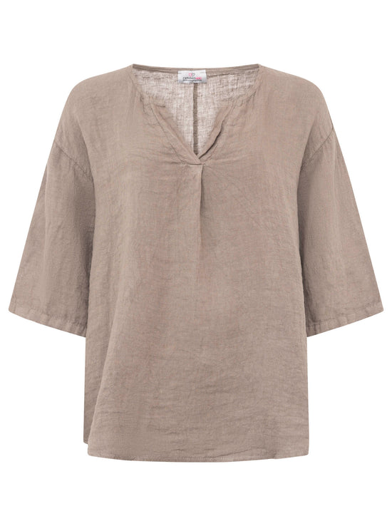 Zwillingsherz Damen Leinen Bluse "V-Schnitt"