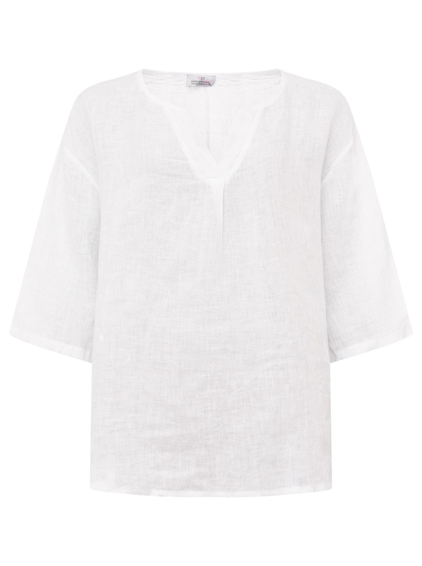 Zwillingsherz Damen Leinen Bluse "V-Schnitt"