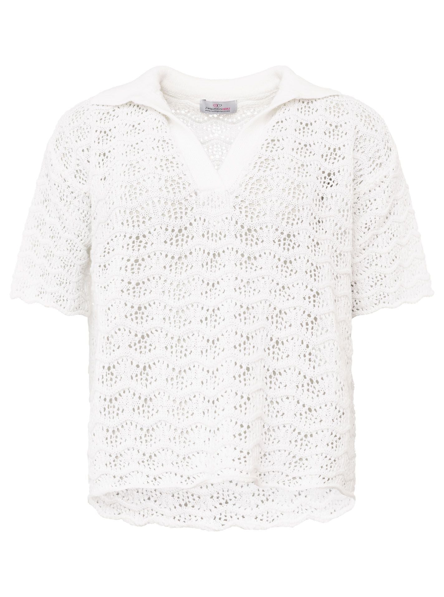 Zwillingsherz Damen Polo Strick Shirt "Ajour"