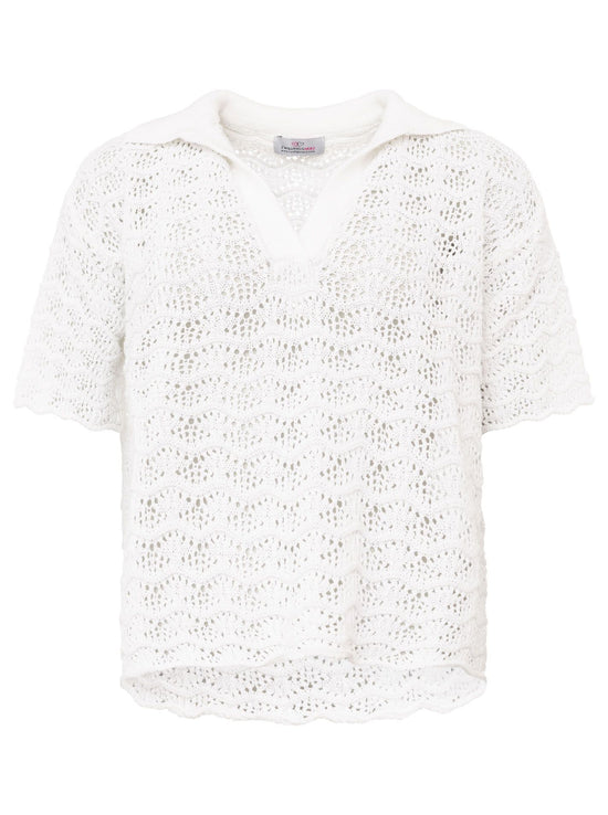 Zwillingsherz Damen Polo Strick Shirt "Ajour"