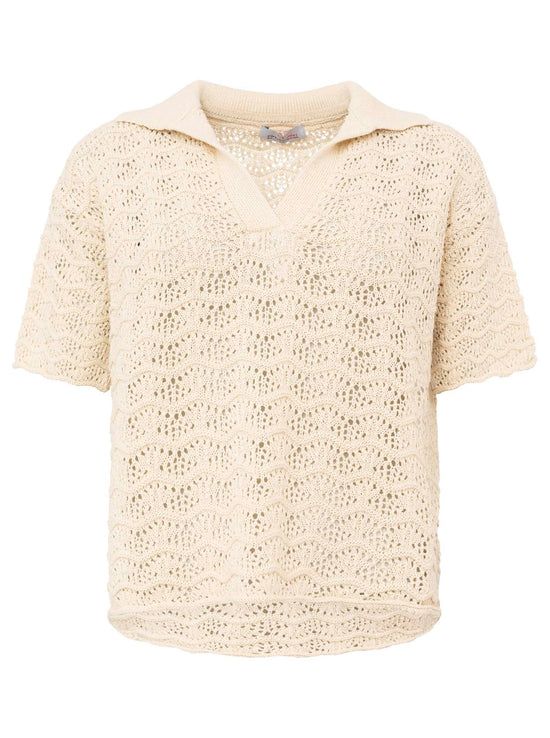 Zwillingsherz Damen Polo Strick Shirt "Ajour"