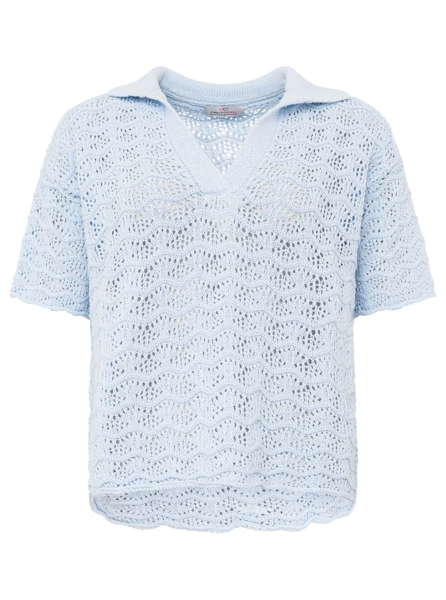Zwillingsherz Damen Polo Strick Shirt "Ajour"