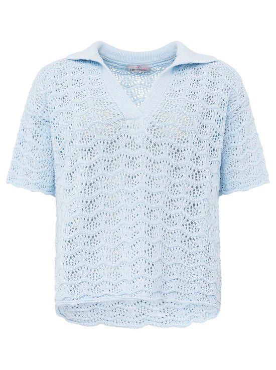 Zwillingsherz Damen Polo Strick Shirt "Ajour"
