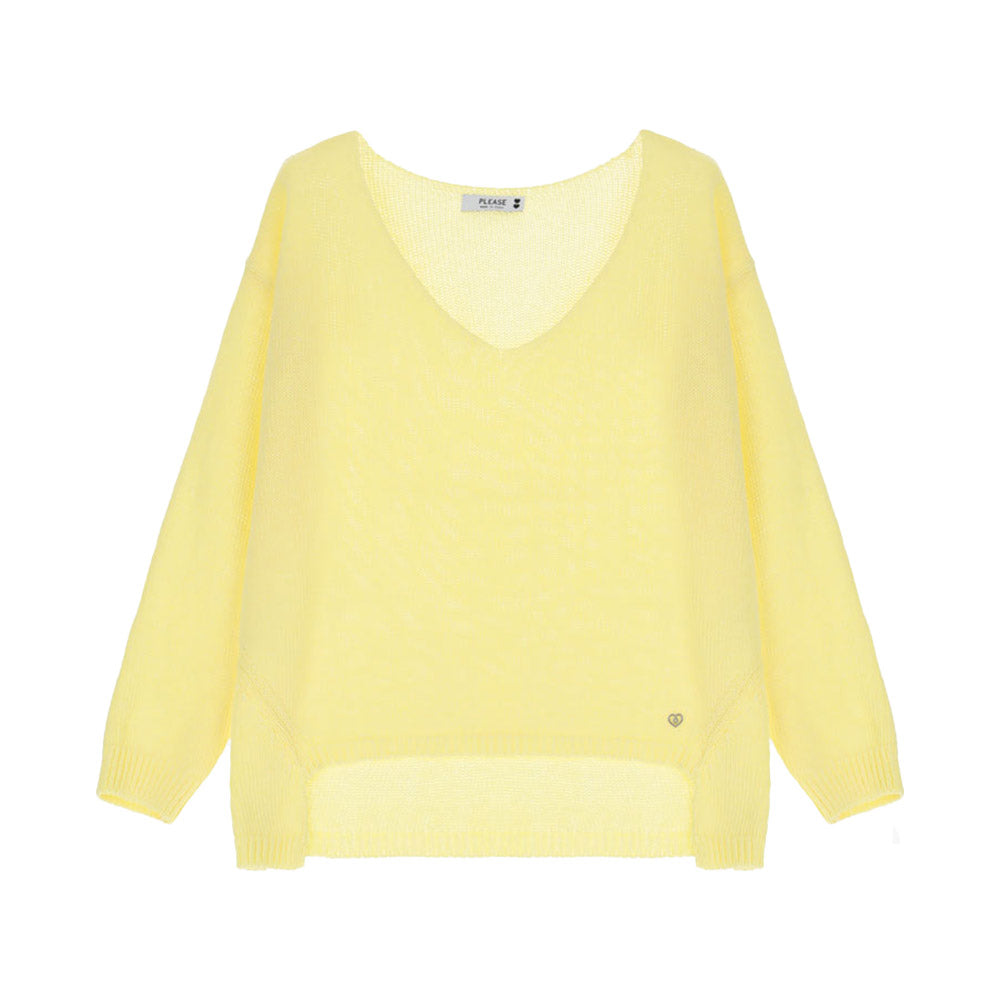 Please Damen Strickpullover mit V-Ausschnitt