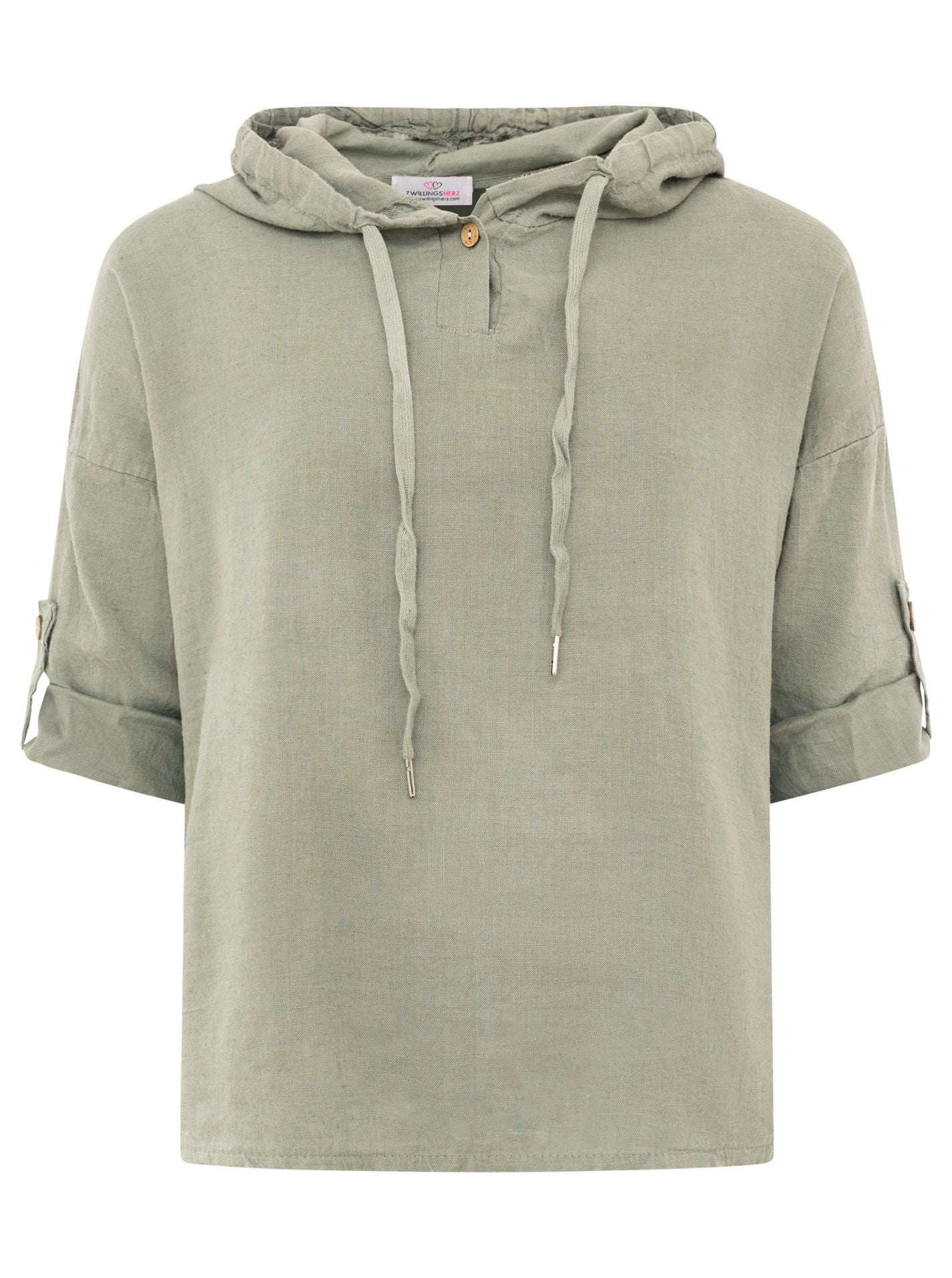 Zwillingsherz Damen Leinen Hoodie Bluse "Uni"