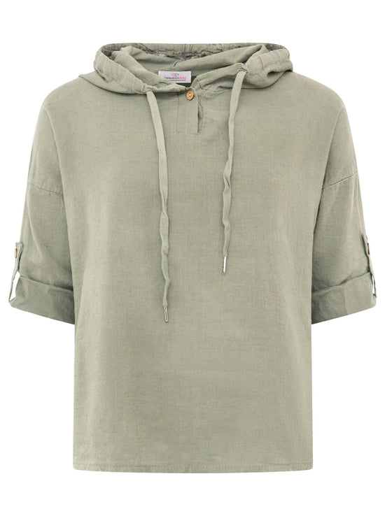Zwillingsherz Damen Leinen Hoodie Bluse "Uni"