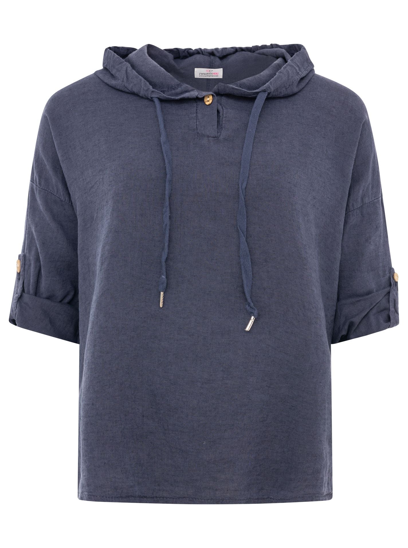 Zwillingsherz Damen Leinen Hoodie Bluse "Uni"