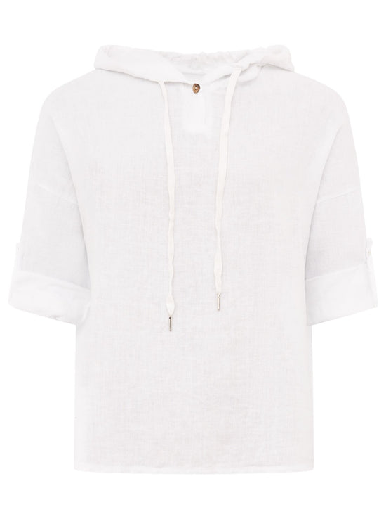 Zwillingsherz Damen Leinen Hoodie Bluse "Uni"