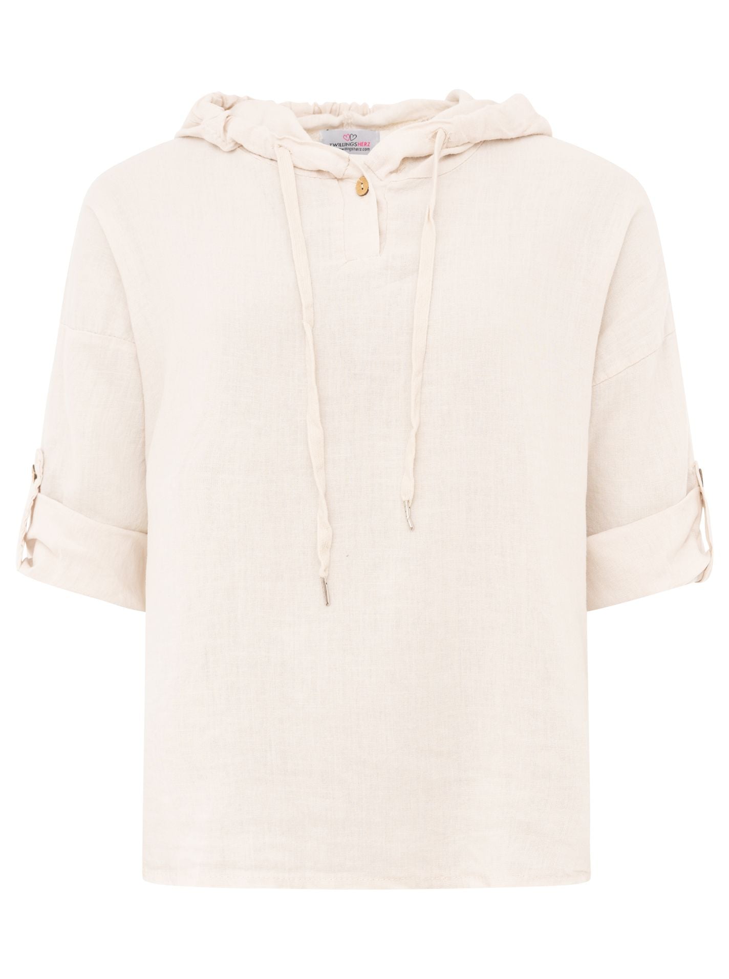 Zwillingsherz Damen Leinen Hoodie Bluse "Uni"