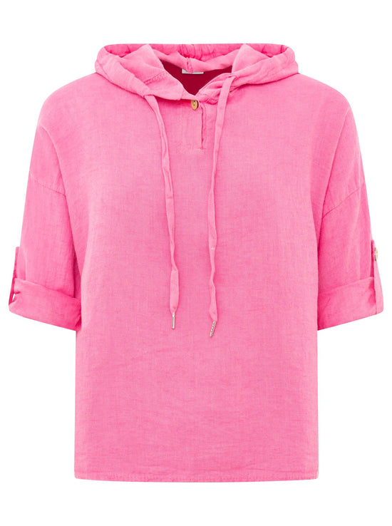Zwillingsherz Damen Leinen Hoodie Bluse "Uni"