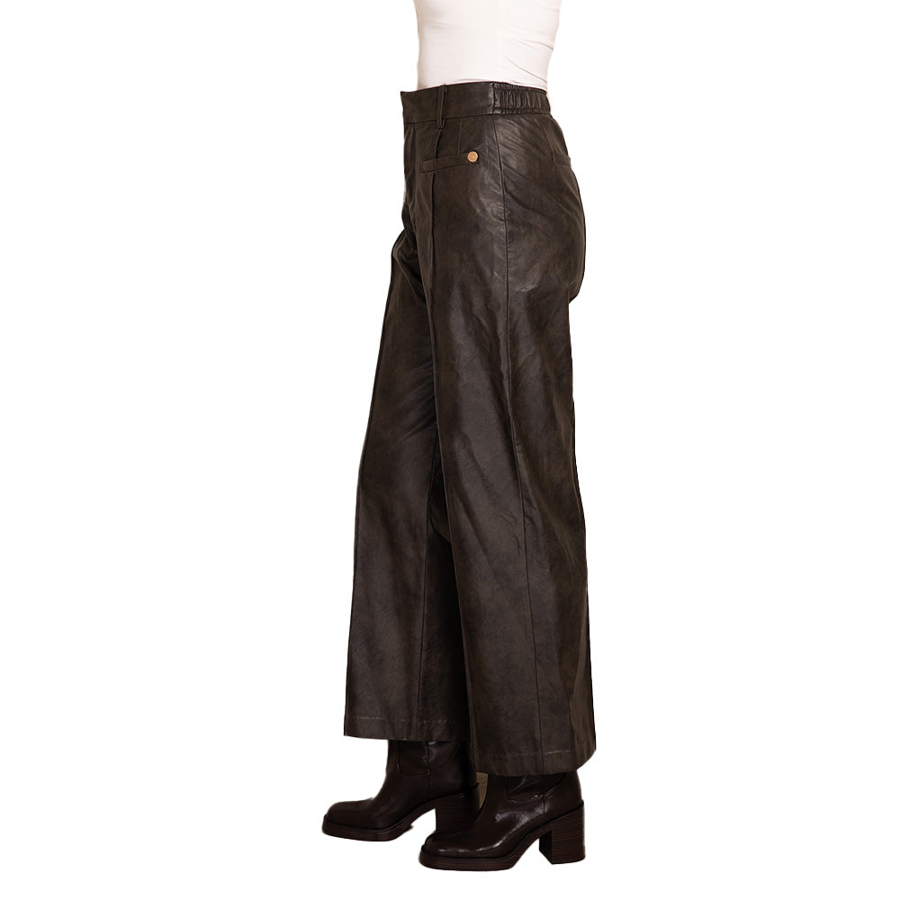 Zhrill Damen Hose Lederoptik ZHNENI - coffee