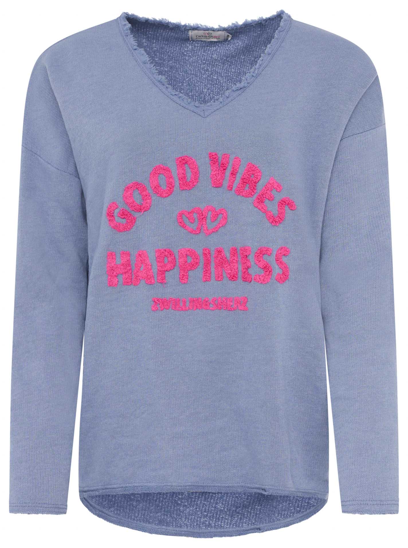 Zwillingsherz Damen Sweatshirt BW " Good Vibes & Happiness"