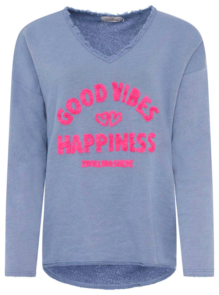 Zwillingsherz Damen Sweatshirt BW " Good Vibes & Happiness"