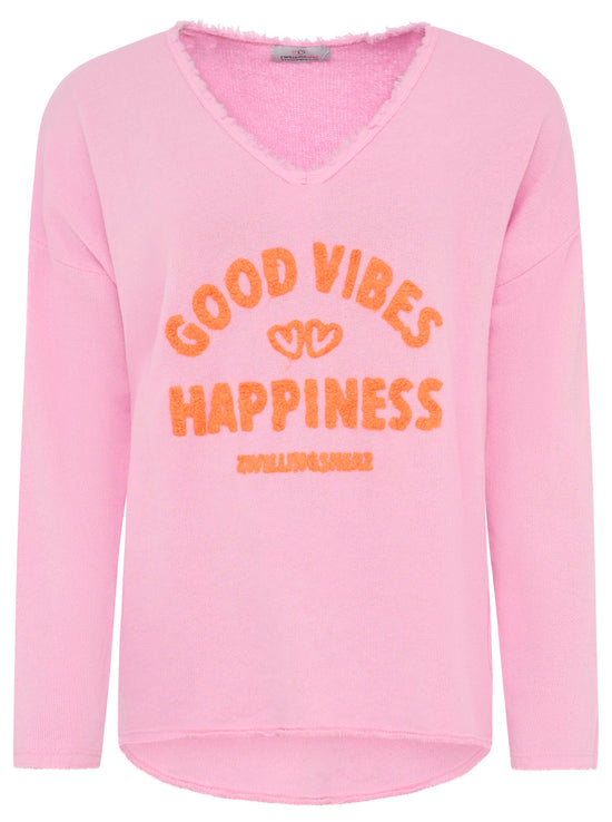 Zwillingsherz Damen Sweatshirt BW " Good Vibes & Happiness"