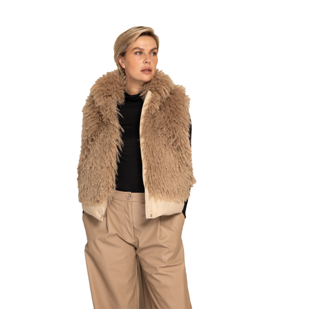 Zhrill Damen Kunstfell-Weste ZHANE - taupe