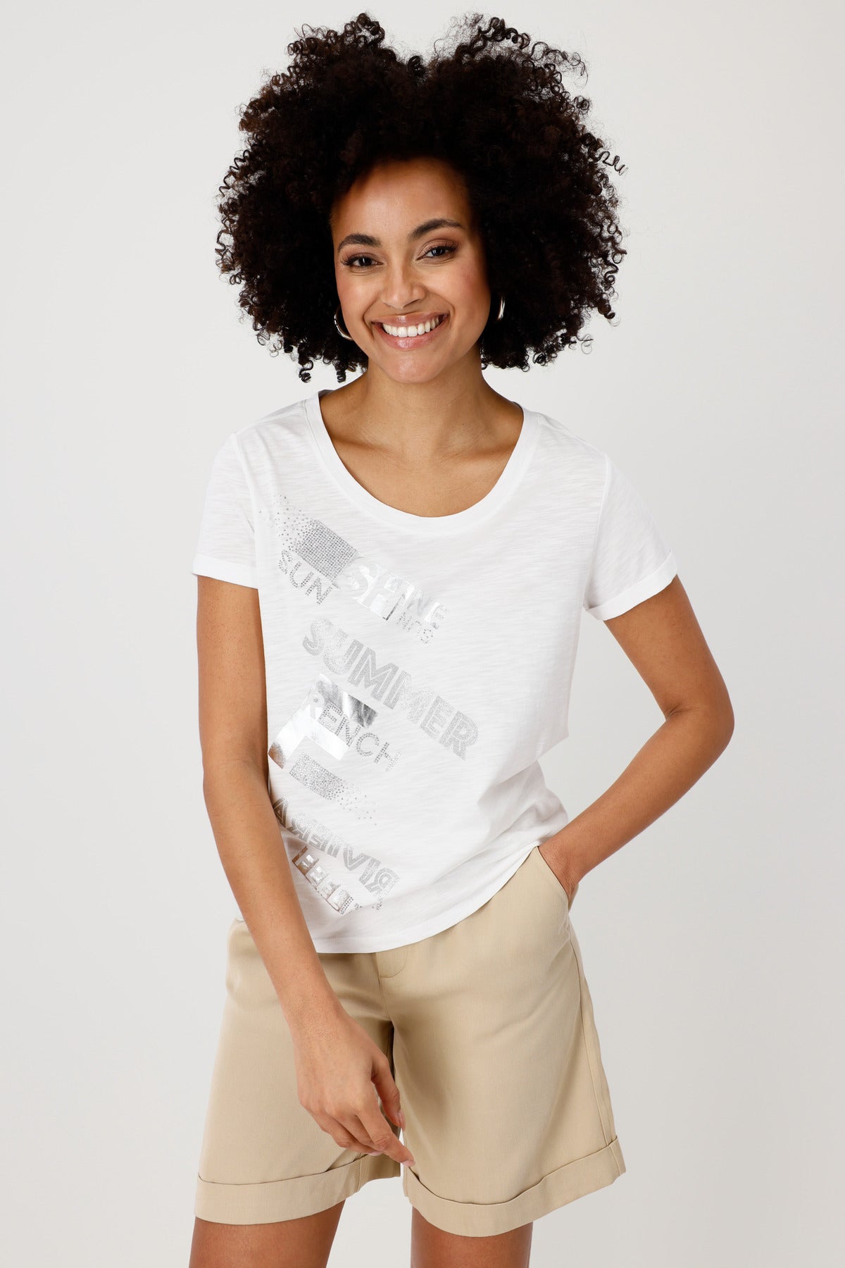 Monari Damen T-Shirt mit Schmuckschrift