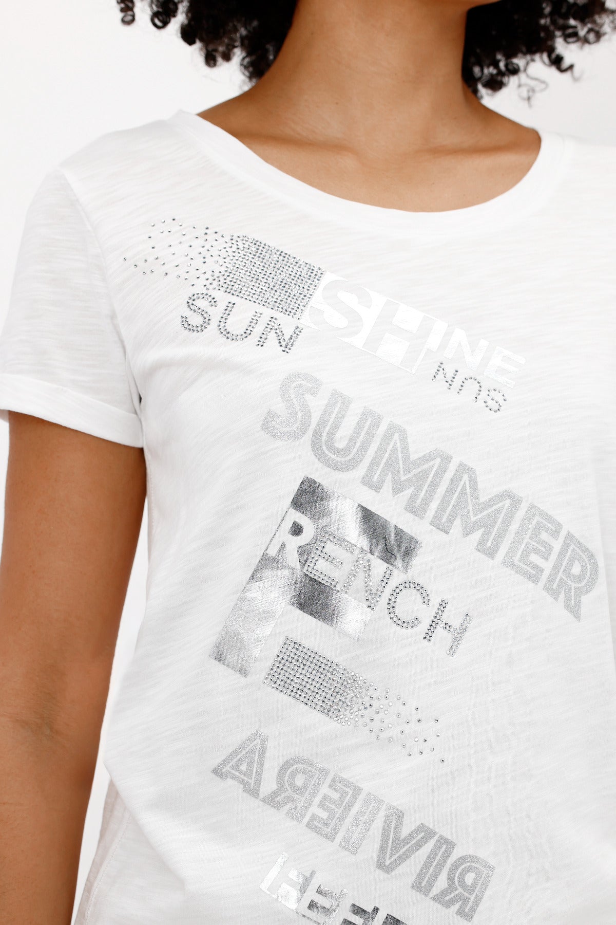 Monari Damen T-Shirt mit Schmuckschrift