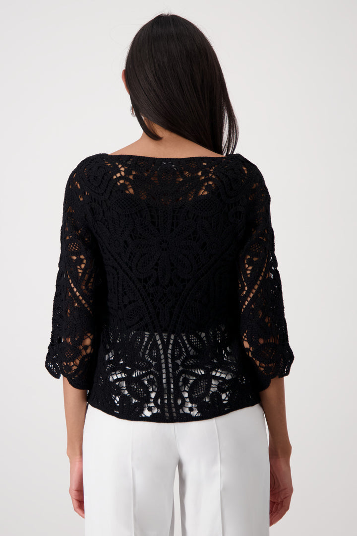Monari Damen Pullover mit Cornelly-Häkelmuster Buenos Aires