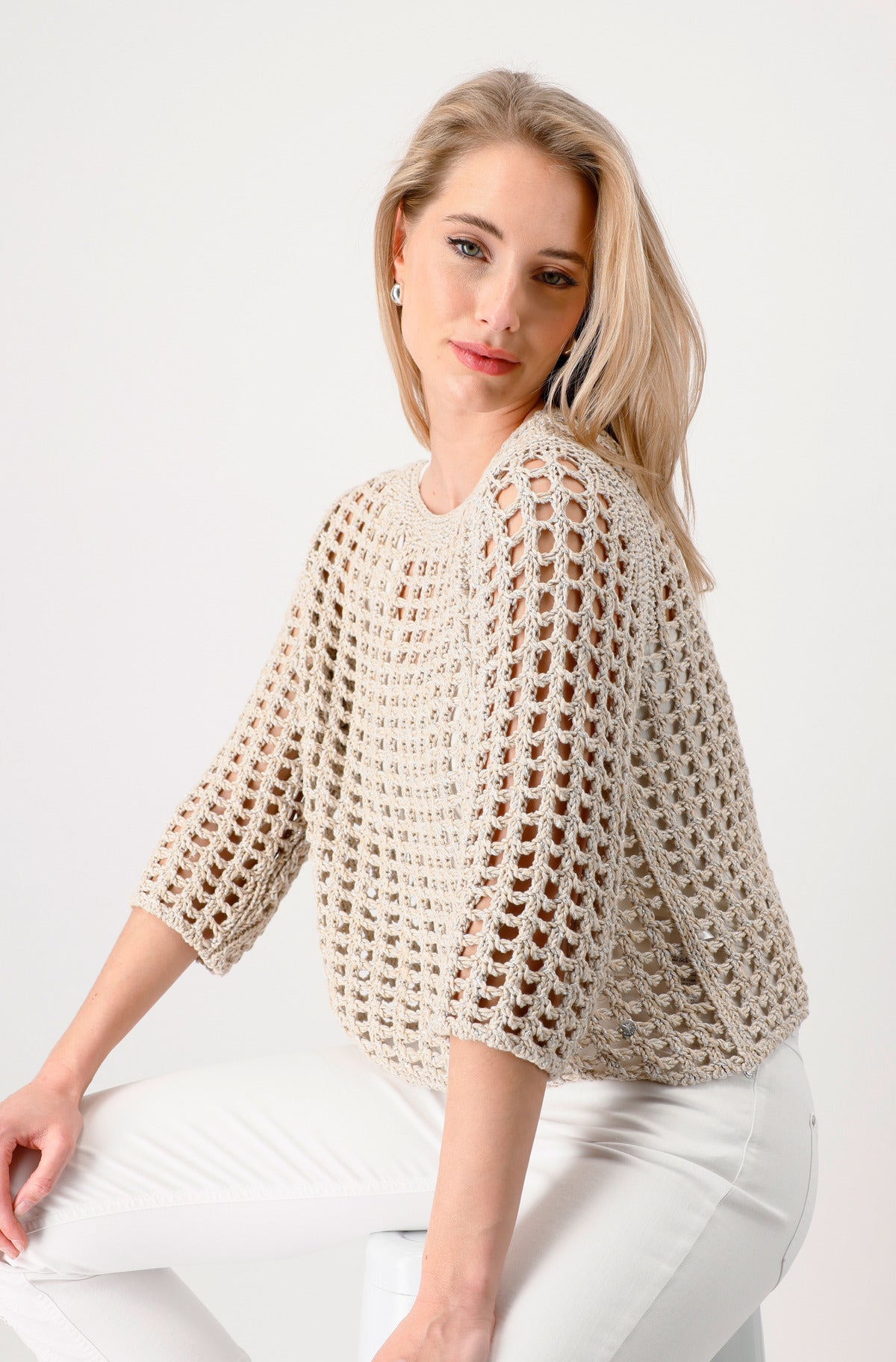 Monari Damen Pullover mit 3/4-Arm und Pailletten
