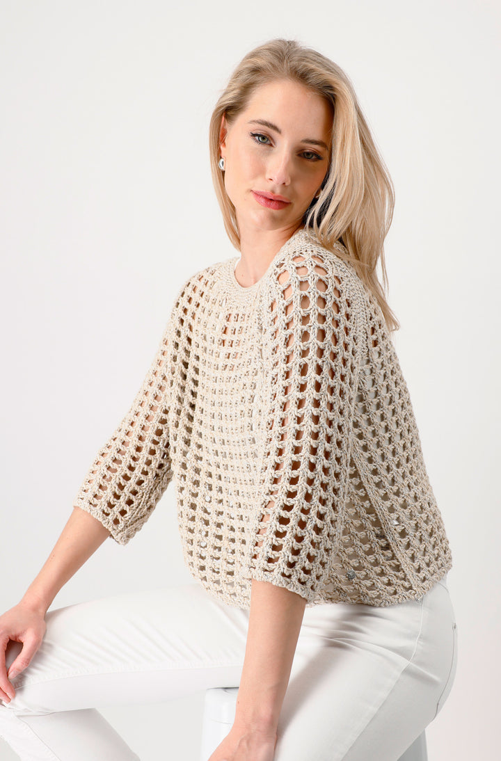 Monari Damen Pullover mit 3/4-Arm und Pailletten