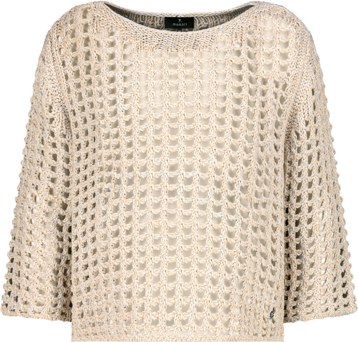 Monari Damen Pullover mit 3/4-Arm und Pailletten