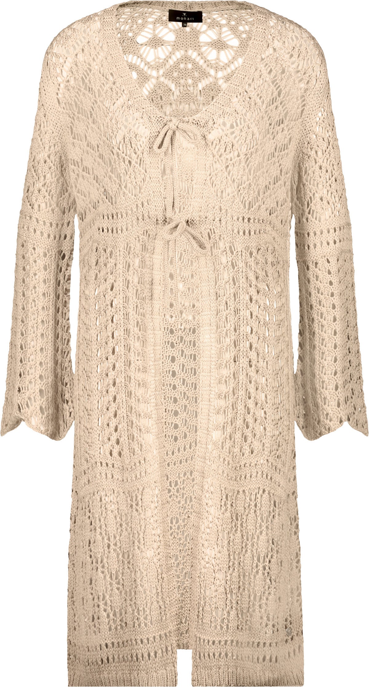 Monari Damen Strickmantel mit Ajourmuster Sardinien – Melange