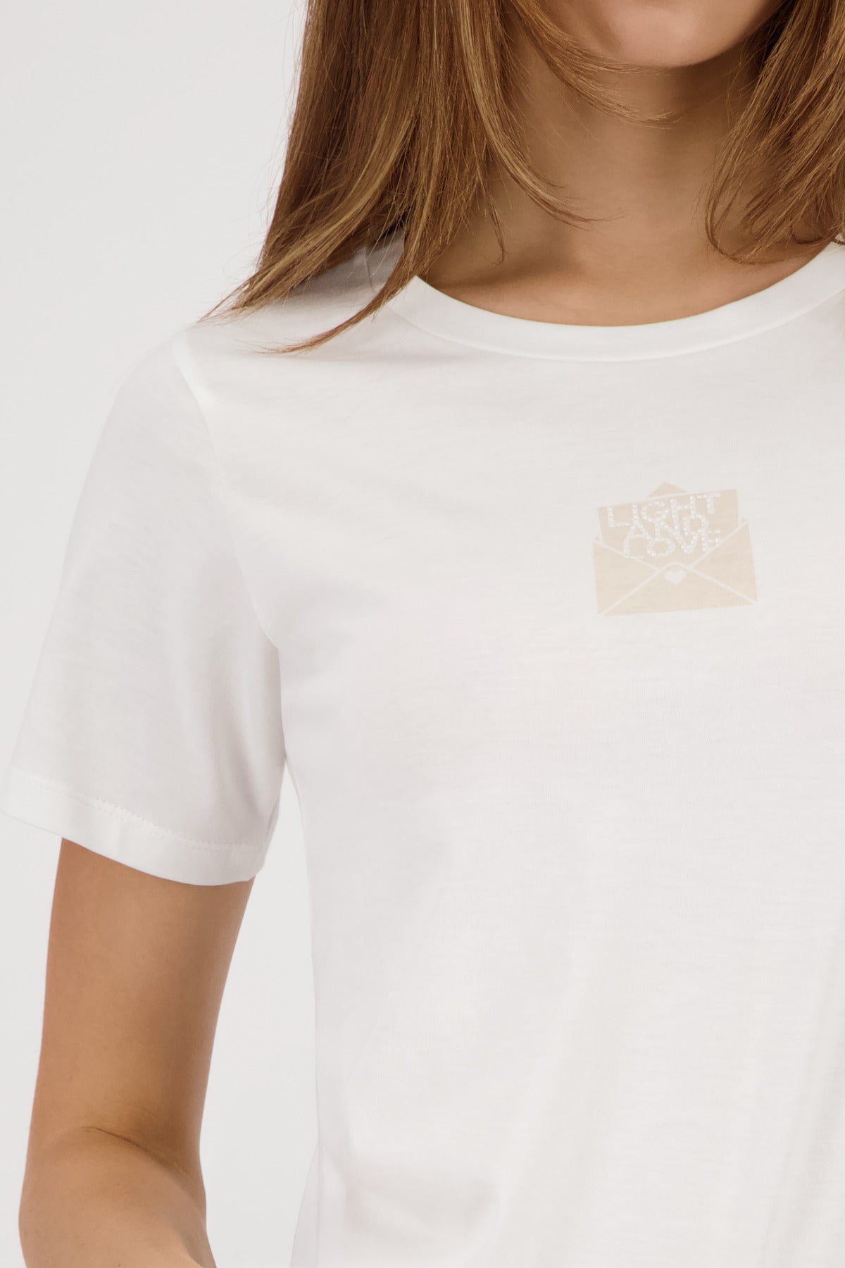 Monari Damen T-Shirt mit Mini-Druck – offwhite