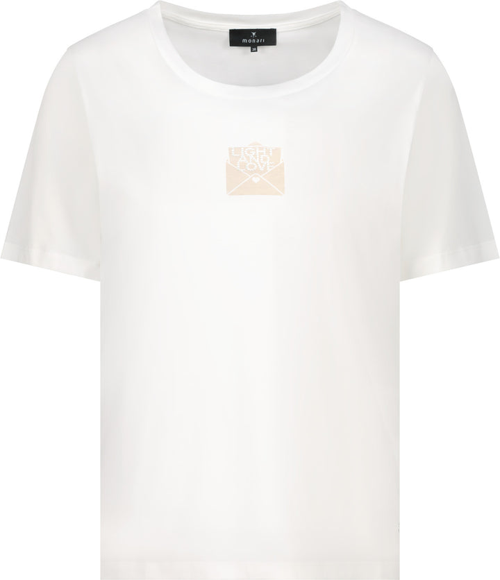 Monari Damen T-Shirt mit Mini-Druck – offwhite