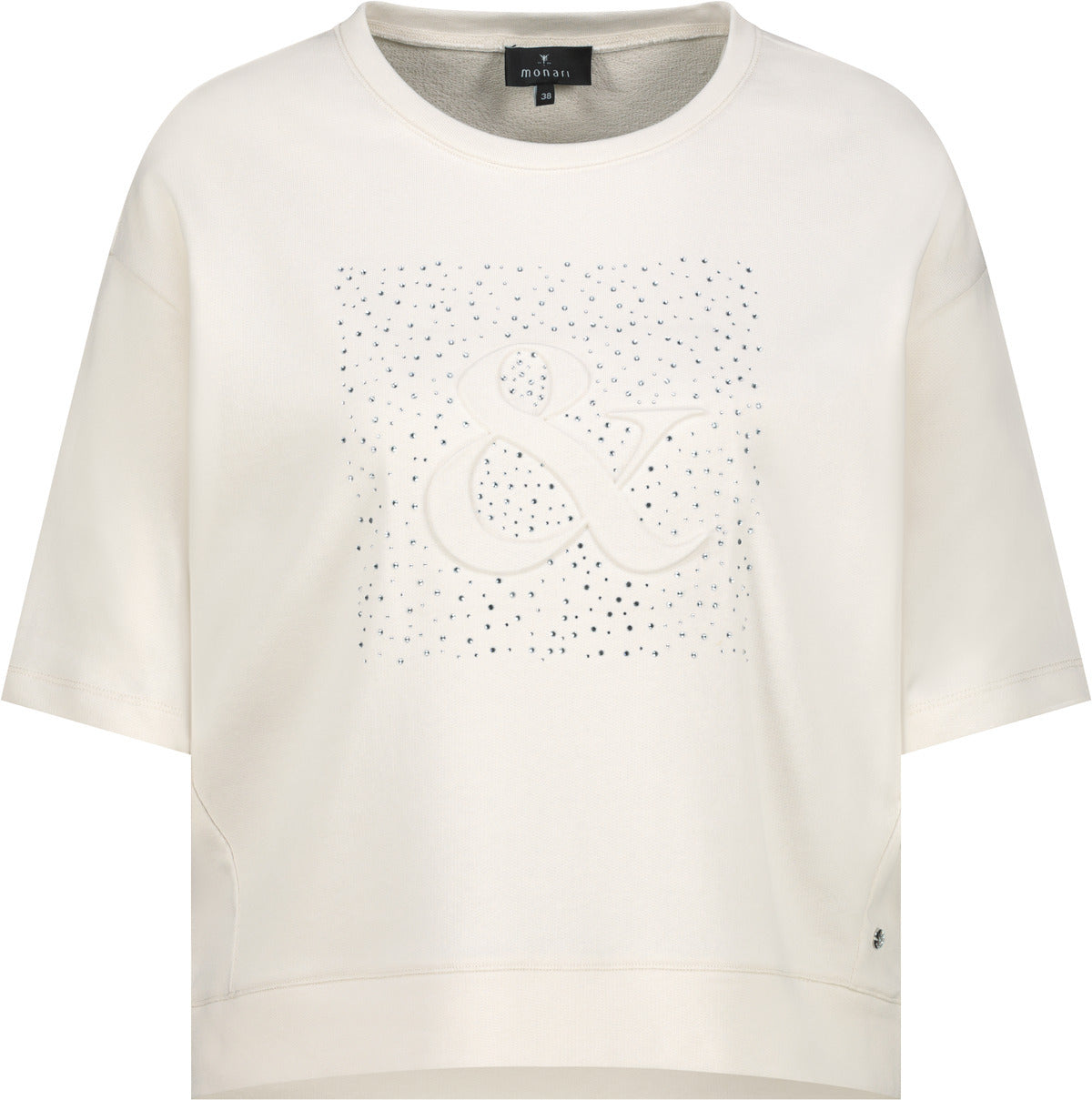 Monari Damen T-Shirt mit Schmuck – champagne beige