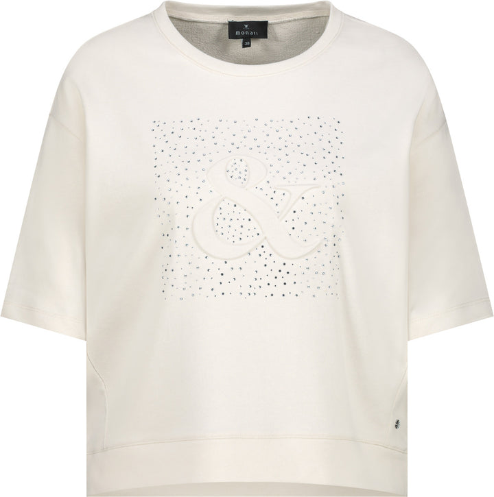 Monari Damen T-Shirt mit Schmuck – champagne beige