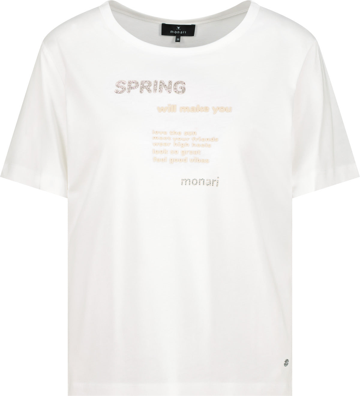Monari Damen T-Shirt mit Schrift-Details – off-white