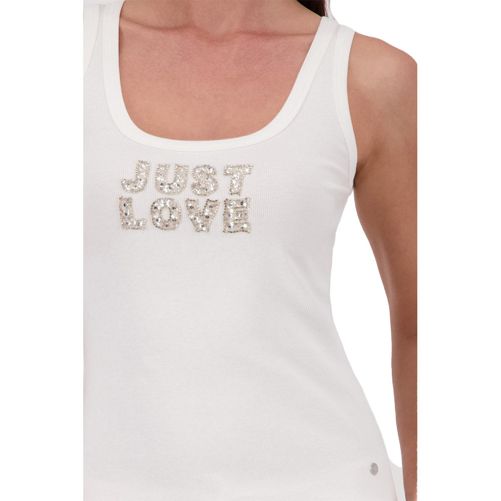Monari Damen Top mit Schmuck – off-white