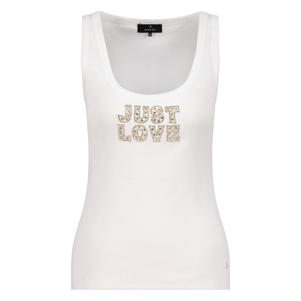 Monari Damen Top mit Schmuck – off-white