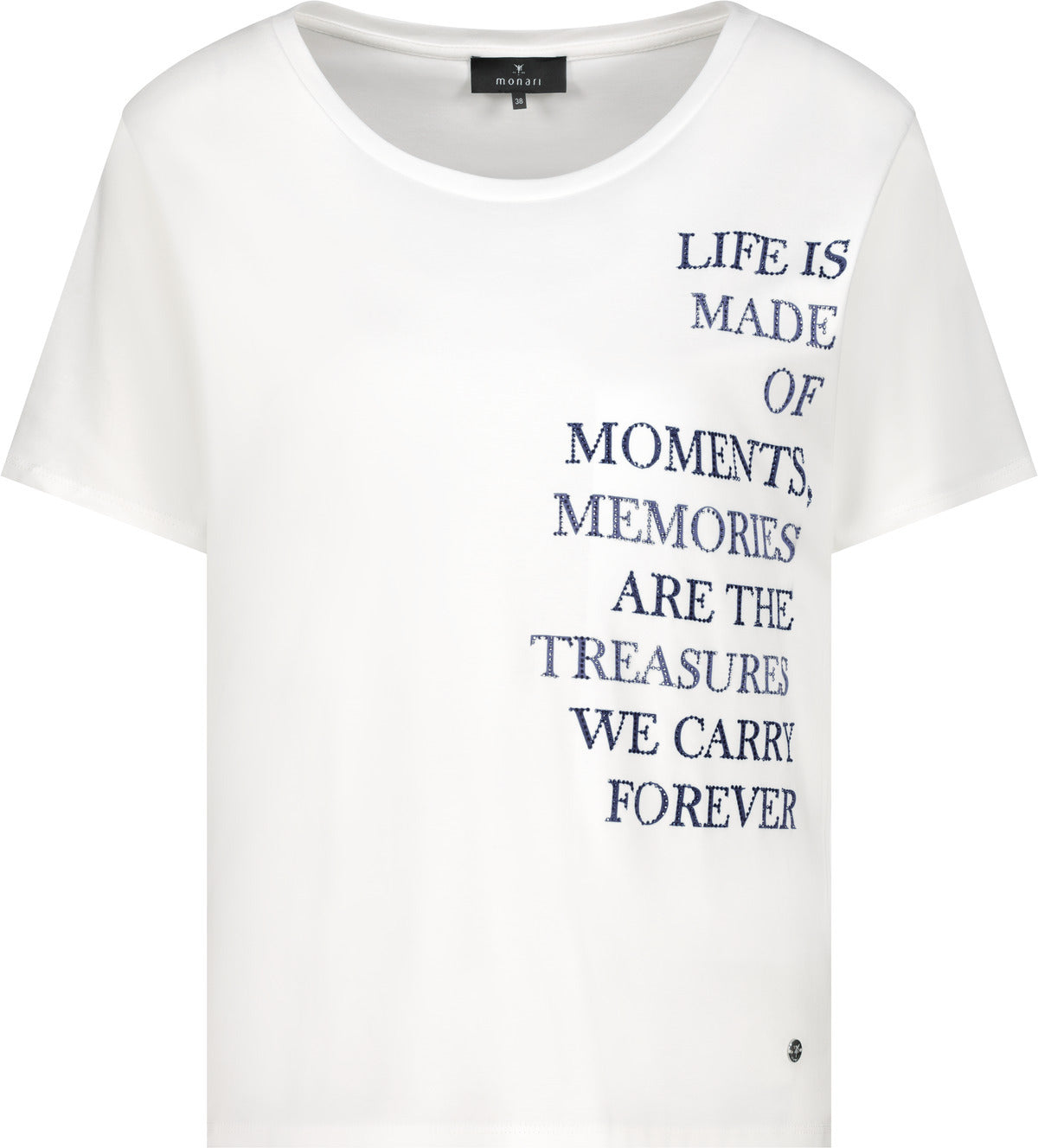 Monari Damen T-Shirt mit Schriftzug – offwhite