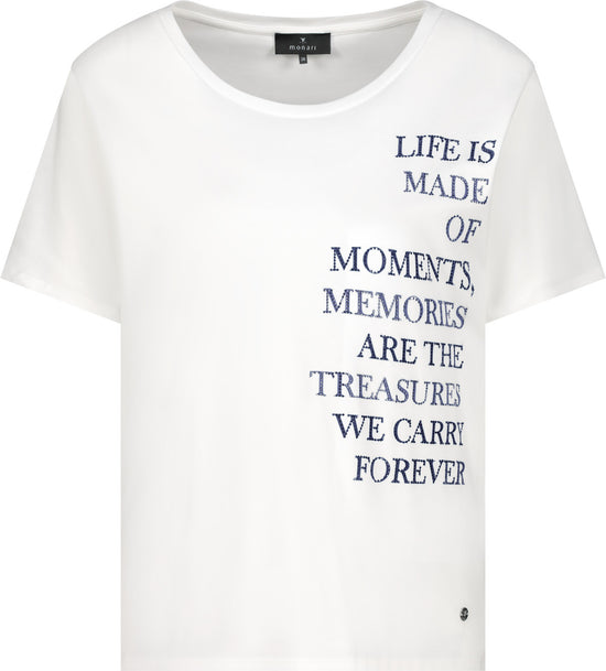Monari Damen T-Shirt mit Schriftzug – offwhite