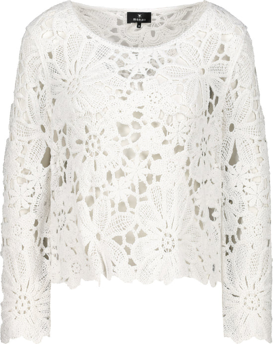 Monari Damen Strickpullover mit Cornelly-Häkelmuster