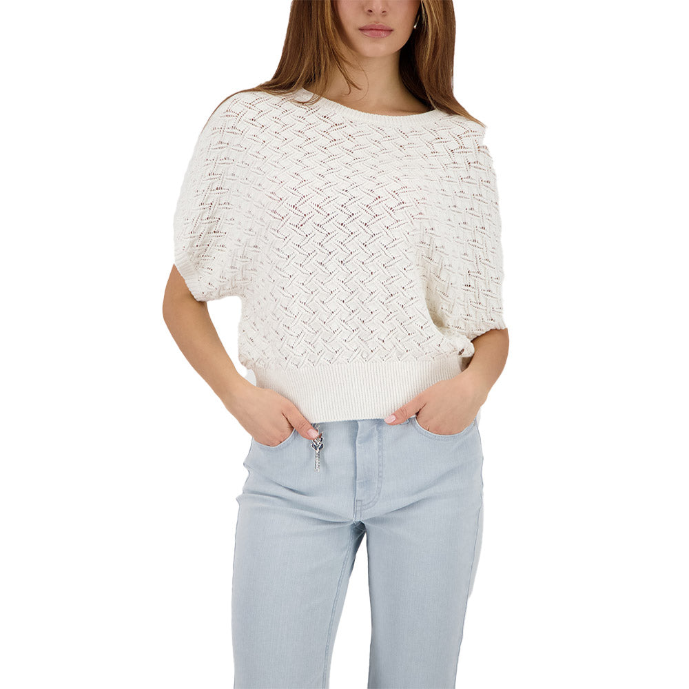 Monari Damen Strickpullover Ajour 410239 – off-white