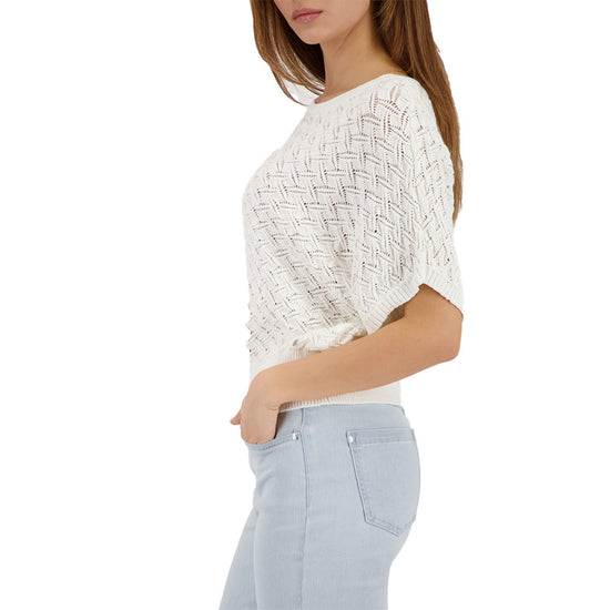 Monari Damen Strickpullover Ajour 410239 – off-white