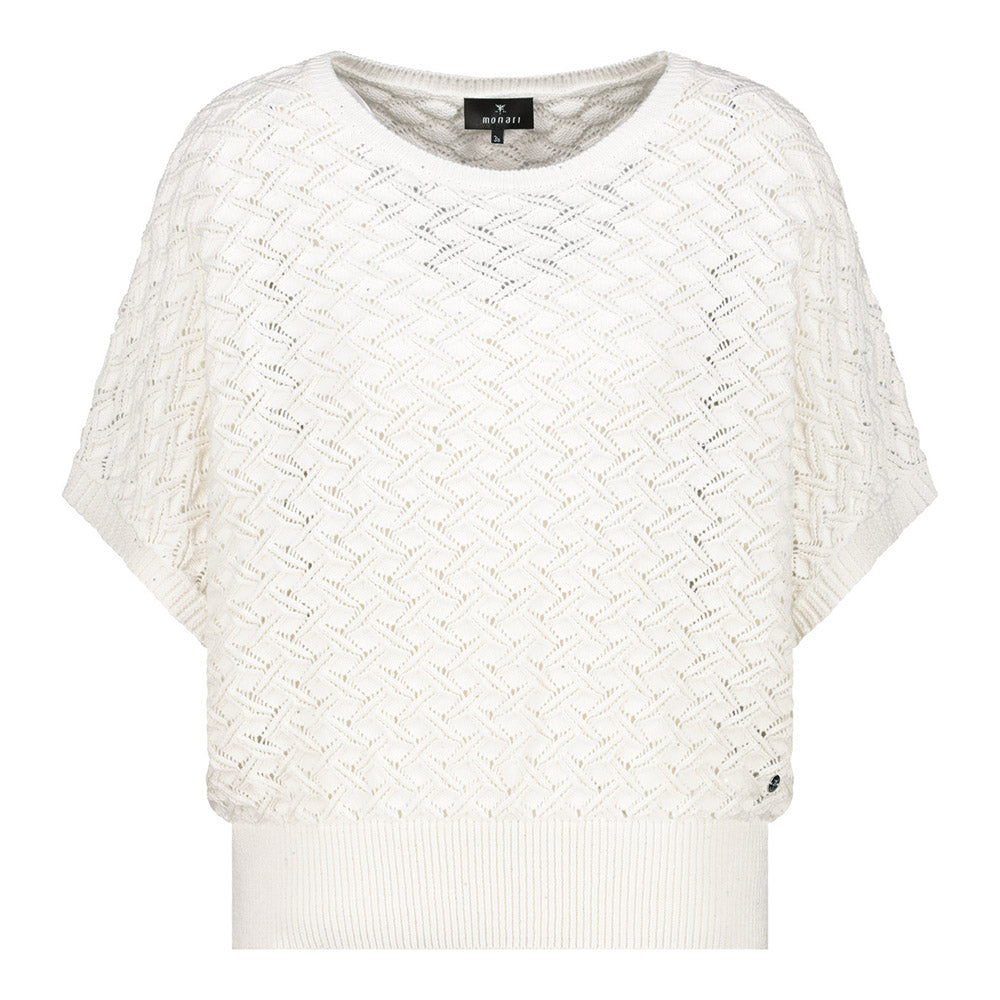 Monari Damen Strickpullover Ajour 410239 – off-white