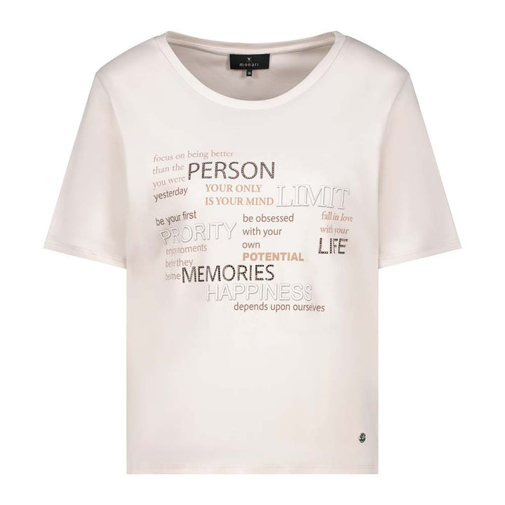 Monari Damen T-Shirt mit Strasssteinen – champagne beige