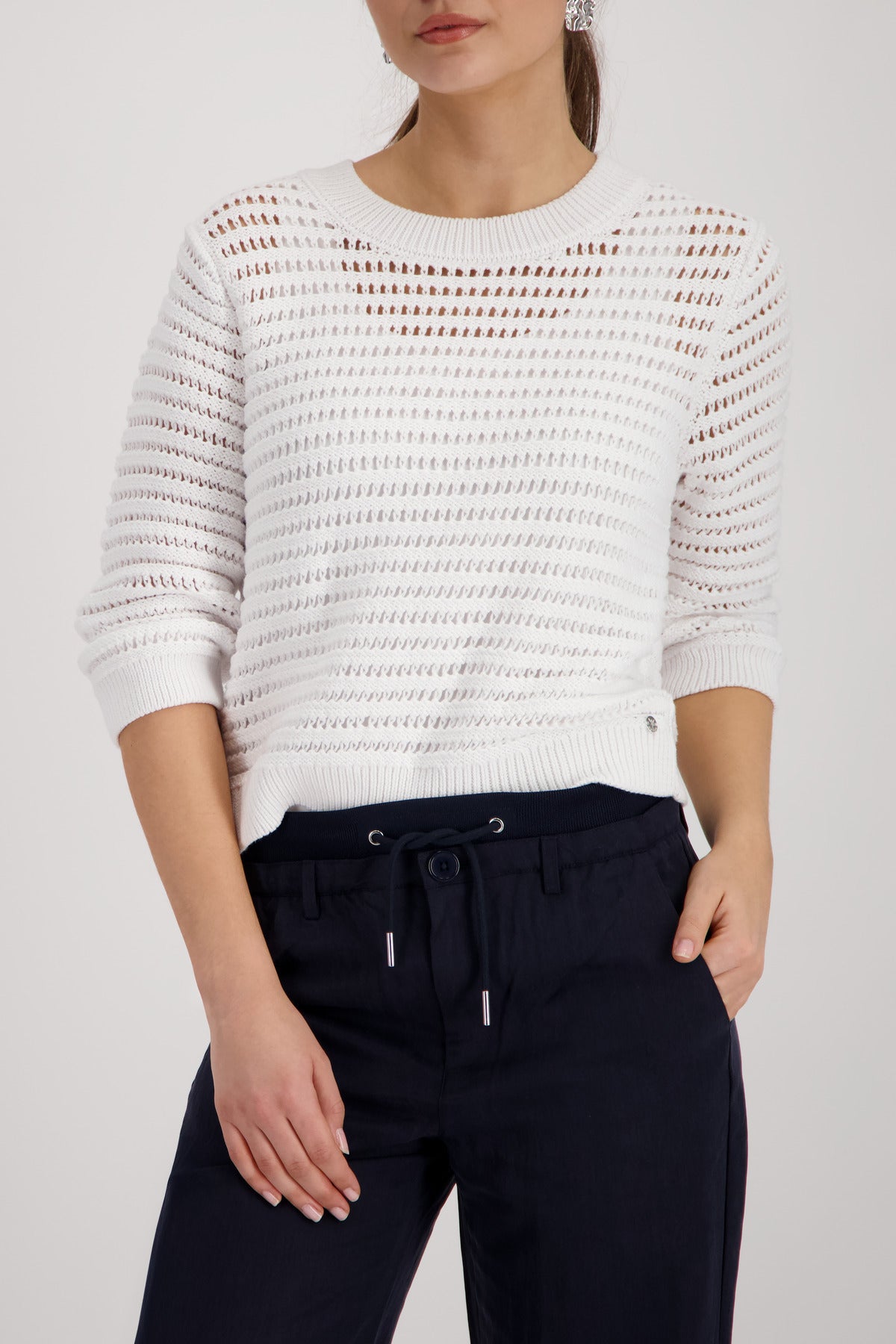Monari Damen Strickpullover mit  ¾-Ärmeln