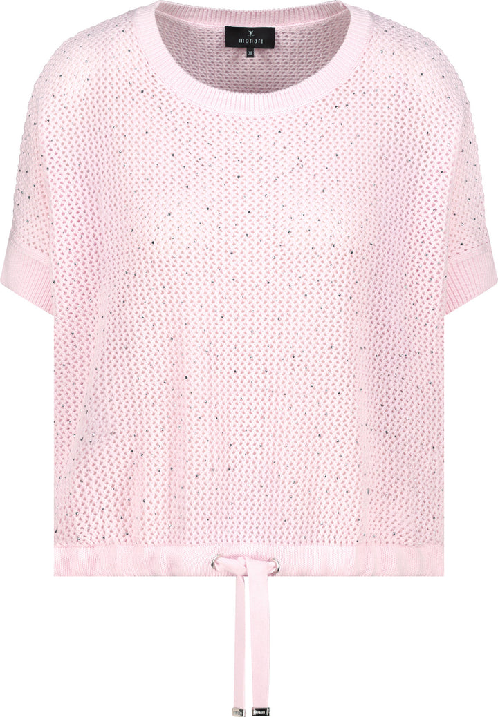 Monari Damen Strickpullover Ajour mit Strasssteinen